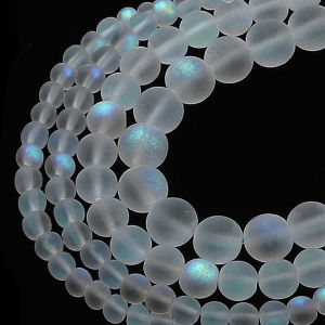 4/6/8/10mm Matte White AB Frosted Glass Crystal Round Shape Beads for Charm Jewelry Making DIY Bracelet Accessories