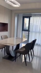 Minimalist Dining Table Glossy Slate Dining Table Chair Light Luxury High-End Small Apartment Leisure Dining Table