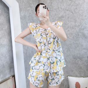 Đồ tole nữ bộ lanh mặc nhà áo cánh tiên cổ vuông quần đùi (43-75kg) SHOP5SAO-link 2