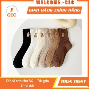 [Combo 6 đôi] Tất Gấu Cao Cổ Trơn Cho Nữ Màu Sắc Phong Cách Vintage Hàn Quốc Mềm Đẹp Siêu Dễ Thương [CEC Store]