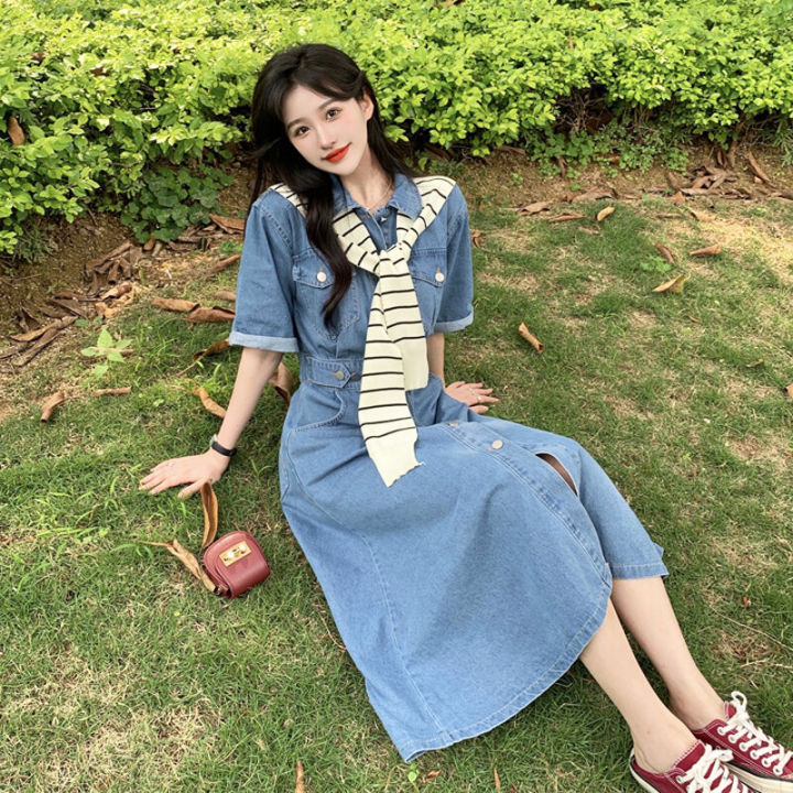 Váy trắng Hepburn nhẹ nấu nữ cổ vuông thắt eo mỏng và khí chất dài qua đầu  gối mùa hè | Shopee Việt Nam