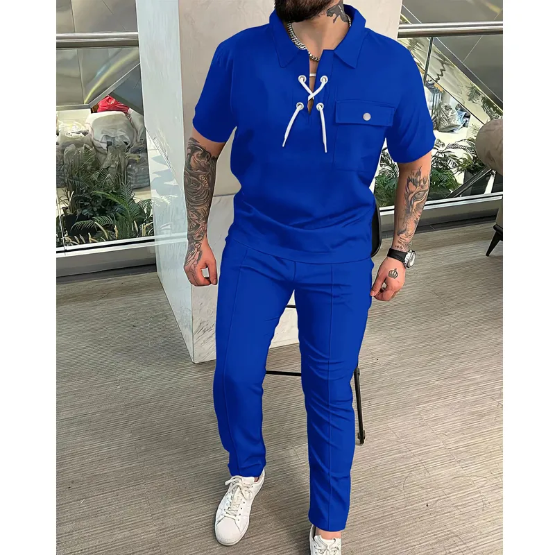 Royal blue discount polo jogging suit