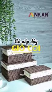[FURNI HOME] Giỏ Mây Đựng Đồ Có Nắp Giỏ Đựng Đồ Ăn Vặt Phù Hợp Các Phòng Spa Khách Sạn Và Trang Trí Trong Nhà
