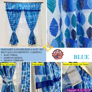 Stellarhous Langsir Siap Jahit Free Tali Pengikat Ready Made Curtain Free Tieback Sliding Door 2 Panel 3 Panel Pintu Bilik PC3140