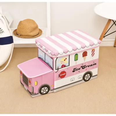 [SG LOCAL STOCKS] Multi-purpose Kids Cartoon Toys Storage Box Foldable Collapsible for Clothes Book Toys Able to Sit