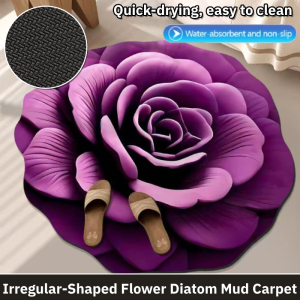 [3D Effect] Special-Shaped Flower Diatom Mud Carpet Non-slip Quick Drying Bath Mat Absorbent Door Rug For Bathroom