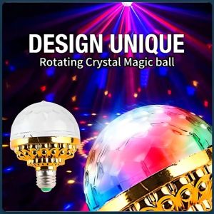 KTV Stage Colorful Rotating Light E27 Crystal Light Bulb with Sockets Disco Magic Ball Light Bulb for Home Room Dance Party
