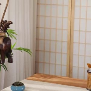 Thai solid wood desk lamp bedroom bedside lamp creative and warm bamboo woven lamp elephant r Thai decoration lamp