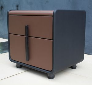 ShadowTone Nightstand / Modern Leather Bedside Table - FRM2169