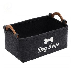 BG9T Letter Pattern Pet Toy Storage Basket Felt Large Capacity Durable Toy Organizer Versatile Cleaning Supplies Basket For Cat Dog Toys