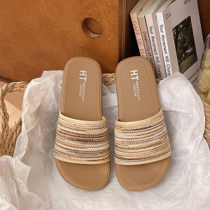 Free Shipping Korean-Style Fashionable Woven Sandals For Women Suitable For Summer Wear With A Flat And Soft Sole Perfect For Pairing With Dresses And Ideal For Travel And Vacations
