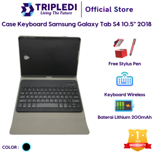 TRIPLEDI Case Samsung Galaxy Tab S4 SM-T830 SM-T835 2018 1005 inch Keyboard Wireless Bluetooth Free Stylus Pen Flip Casing Leather Magnetic Buckle Book Cover Slim Folio Sarung Pelindung Tablet Android Protektif Shockproof Stand Built-in
