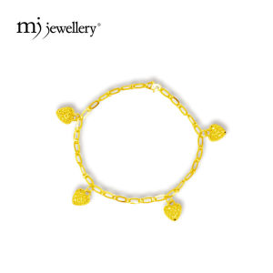MJ Jewellery 916/22K Gold Paper Clip Bracelet with Love T304