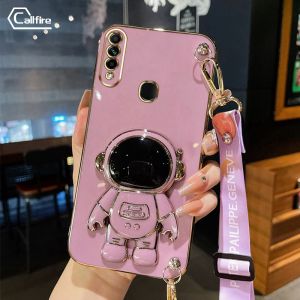 Callfire 2023 Thiết Kế Mới Tương Thích Cho Oppo A8 A31 2020 Trường Hợp Sang Trọng 3D Stereo giá đỡ điện thoại Phi Hành Gia Mạ Điện Mịn có dây đeo cổ tay vỏ điện thoại Thời Trang Dễ Thương vỏ mềm