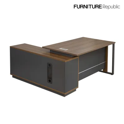 Furniture Republic Managers Table Dark Walnut and Iron Gray Tone 403006