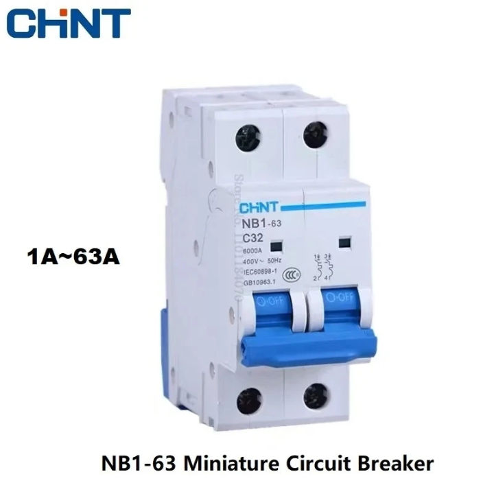 -ACHNT CHINT NB1-63 2P 3P 4P 1P AC 230/400V MCB Circuit Breaker DIN ...