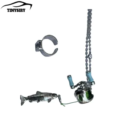 Spinning Reel Pendant Mini Fishing Reel Necklace Pendant with Spinning Handle Removable Line Guide Multipurpose Fishing Keychain Backpack Charm – Outdoor Accessory for Men Women in Asia
