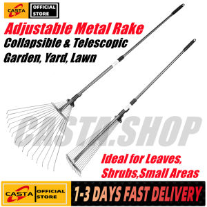 Adjustable Yard Rake Set15-Tine Rake Extendable Handle and Adjustable Head Multipurpose Garden Leaf Rake Kit
