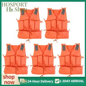 【HPS】 5 PCS Adult Life Jacket Boats Fishing Vest With Whistle Swimming Drifting Vest for Boating Swimming Watersports