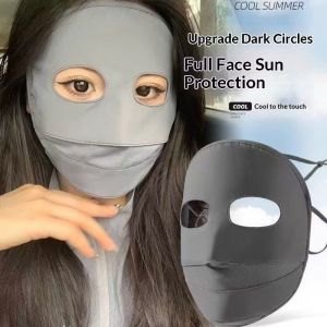 SERENEGLOW Upgrade Panda Eye Full Face Sun Protection Mask for Women UV Blocking UPF50+ Cool Touch Breathable Ice Silk Facial Cover for Outdoor Activities