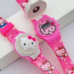นาฬิกาข้อมือเด็กผู้หญิง ลายการ์ตูน น่ารัก มีไฟกระพริบ หัวหมุ่นได้ พร้อมส่งในไทย!!