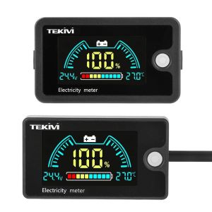 MACRAMEX 1Pcs LCD Screen Electricity Meter with Temperature Alarm LiFePO4 Lead-acid Lithium Battery Battery Capacity Indicator  DC8-100V Digital Voltmeter for Car Tool