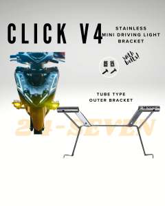 CLICK V4 Mini Driving Light Stainless Steel Tube Type Outer Bracket for Motorcycle with Bolts
