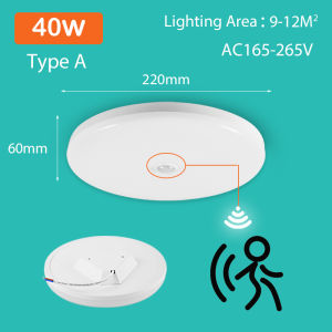 กลม โคมไฟติดเพดาน นำโคมไฟเพดานกับเซ็นเซอร์การเคลื่อนไหว ไฟเซ็นเซอร์ led 30w 40w ไฟ LED ฝ้าเพดาน ปราดเปรื่อง โคมไฟกลางคืน สำหรับ ทางเดิน ห้องสุขา บันได เฉลียง เปิด-ปิดเองอัตโนมัติ หลอดไฟ