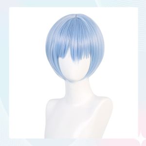 YOYO CHARMING Synthetic Hair Ayanami Rei Wig Halloween Party Light Blue Anime EVA Cosplay Wigs Makeup Party Layered Short Straight Bob Wigs