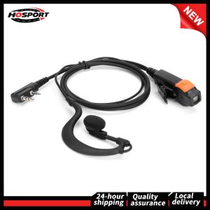 【Free Shipping】 2 Pin Walkie Talkie Headset Earphones K-Plug PU Wired Earhook Headset Dual PTT G Type with Microphone for Kenwood Baofeng 888S TYT