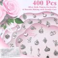 400Pcs Charms for Jewelry Making, Assorted Enamel Bracelet Bangle Charms, Mixed Bulk Metal Necklace Earring Charm for Jewelry Making. 