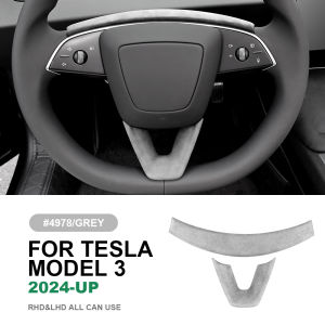 For Tesla Model 3 Highland 2024 AIRSPEED Suede Car Steering Wheel Chin Cover Car Steering Wheel Frame Sticker Interior Decoration Trim Accessories