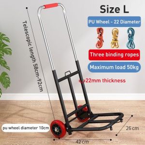Trolley Portable Extendable Hand Truck Troli Multipurpose Silent Rubber 2/6 Wheel Trolley Heavy Duty