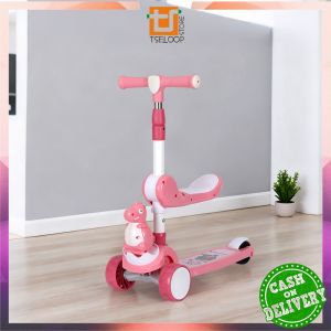 OFM-M392 Scooter Anak 3 Roda Bisa Dilipat Skuter Dino Lucu Outdoor Portabel / Mainan Scooter Anak