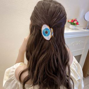 BOSHI Elegant Simple Korean Blue Eye Contrast Color Oval Acrylic Hair Claw Hair Accessories Hair Clip Shark Clip
