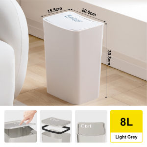 Citylife 8L/12L Rubbish Bin Slim Gap Trash Can Waste Bin Dustbin Trash Bin for Bathroom/Toilet/Kitchen/Living Room