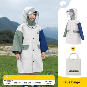 Lemonkid Kids Wide Brim Raincoat with Backpack Place Double-closure Rain Wear Waterproof Trench Coat Boys Girls Pink Blue Rain Jacket LK2251042