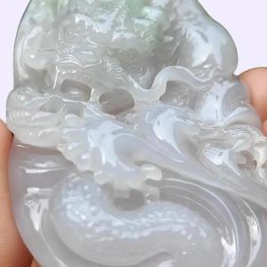 Hugh Dragon #2 Crafted on Natural Type A Jadeite Jade as Pendant certificate weighs 88.3 grams measurement 74 * 44.2 * 17 mm (pendant365)