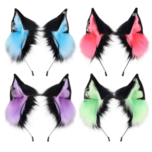 Handmade Faux Furry Animal Ear Hairband Plush Cosplays Hair Accessory For Women Girls Costume Party