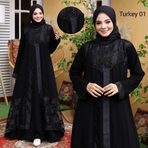 YM DeFashion Gamis ABAYA TURKEY 01 Versall Bordir bahan JETBLACK (1 dress tanpa Jilbab) / Pakaian Muslim ABAYA TURKEY / Dress Muslimah ABAYA TURKEY / Dress Maxi Emma ABAYA TURKEY / Gamis Modern ABAYA TURKEY / Gamis Syari