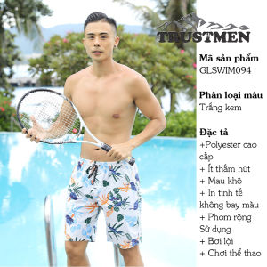 Quần bơi nam phom rộng Trustmen GLSWIM094 vải ít thấm hút mau khô in tinh tế