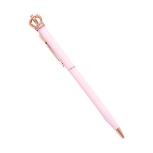 FORESTRY 1.0mm Cute Rose Gold Golden Crown New Fashion Business Gift Pen Student Stationer Diamond Crystal Shining Crown Ballpoint Pen Beautiful School Stationery Metal Point Pens Exquisite Ball pen