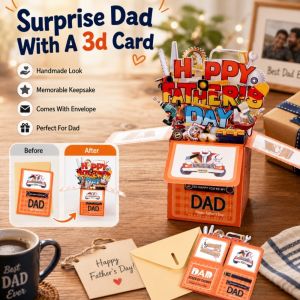 BEST DAD 3D Pop Up Box Card Fathers Day Gift Creative Foldable Greeting Card Unique Standee Decoration For Men