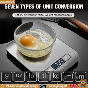 [Vktech]Coffee Scale Electronic Weights Scales Stainless Steel Food Weighing Scale USB Charging for Cooking Baking 1G Up To 10KG