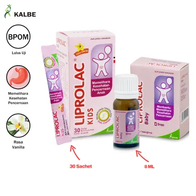 KALBE Suplemen Anak Paket Hemat COMBO 2 Pcs Liprolac Baby Drop 8 ML Plus Liprolac Kids 30 Sachet CMB02-SAH