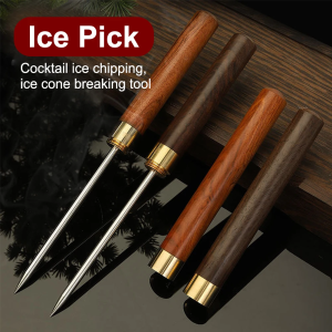 [Same Day Ship] 3PCS Stainless Steel Ice Pick with Wooden Handle and Sheath Kitchen Tool