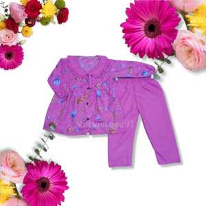 SETELAN ZAVINA ANAK MOTIF BUNGA Pink 3-8Tahun // Pakaian Anak Perempuan