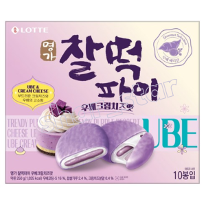 Lotte Well Food Chaltteok Pie Myeongga Ube Cream Cheese Flavor 250g Glutinous Rice Cake Snack