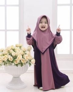Zahra fashion muslim anak perempuan terbaru  gamis anak set hijab Usia 5-10 Tahun