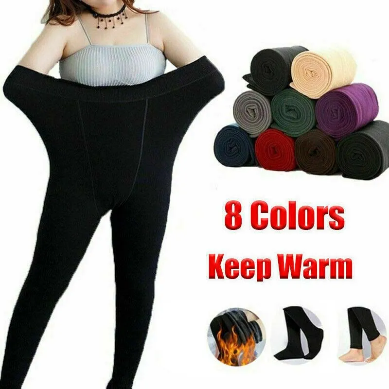 Women Winter Thick Warm Leggings Fleece Lined Thermal Full Foot